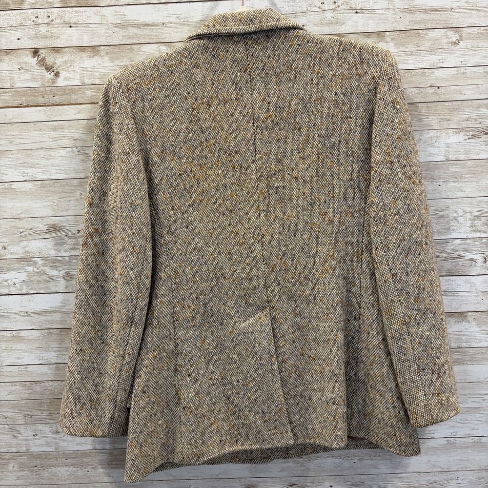 Vtg Hourihan by Jimmy Hourihan Womens 12 Blazer Beige Donegal Tweed Pure Wool - Picture 5 of 14